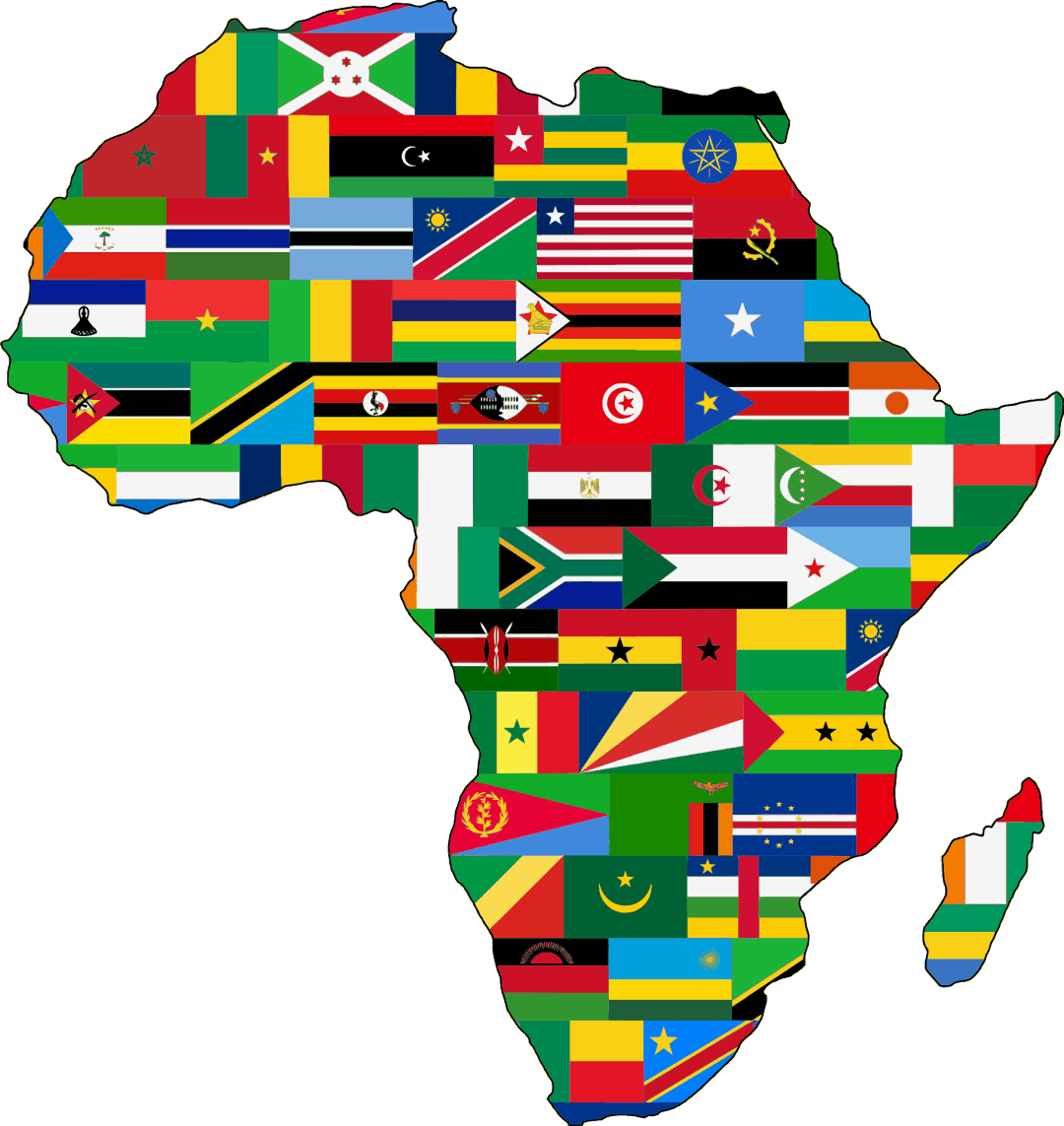 africa continent with flags